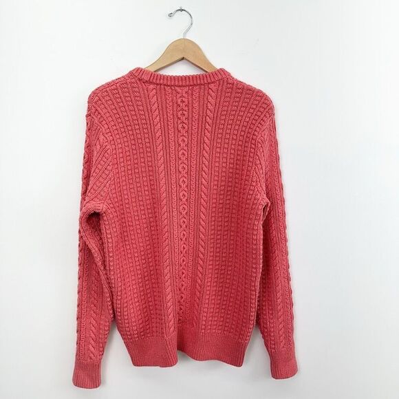 J. Crew Men’s Cotton Cable Knit Fisherman Crewneck Sweater Heather Pink - Picture 3 of 11